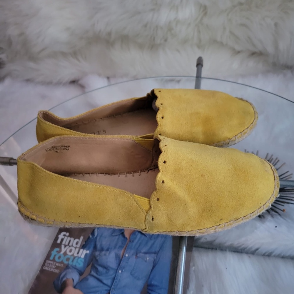 YELLOW TALBOTS SLIP ON SUEDE SHOES